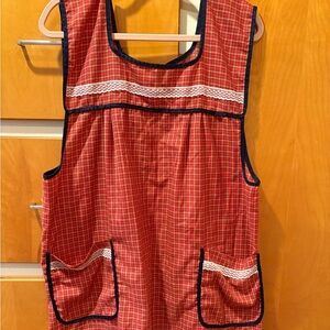 Red Checkered Apron with Pockets Vintage